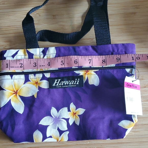 Hawaii Purple Floral Canvas Mini Tote Bag - Picture 1 of 2